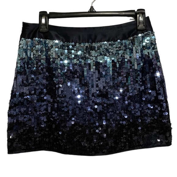 Express Design Sequin Blue Mini Skirt Size 0 - Picture 1 of 6